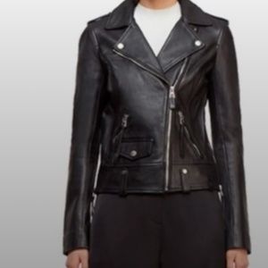 New Rudsak real leather jacket | black moto jacket |silver hardware with belt
